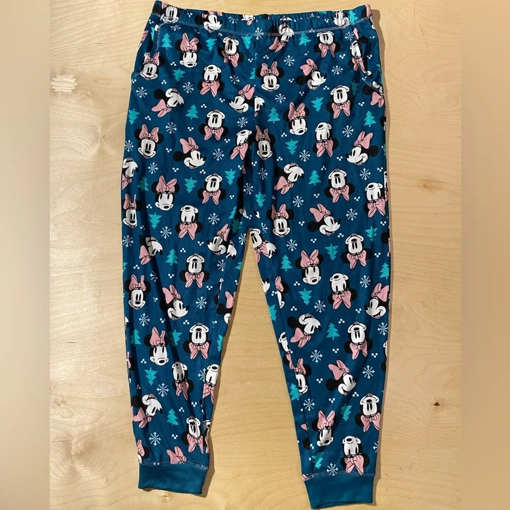 Disney Pajama Bottoms - Blue with Pink and White Minnie XL (16-18) (OQ)